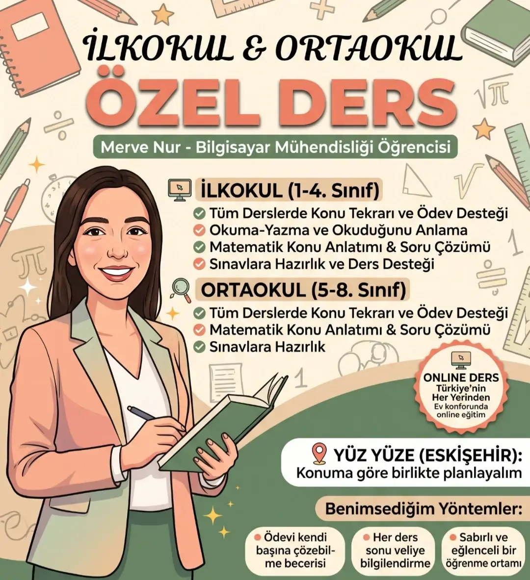 Mervenur Cakmakoglu - Matematik, Türkçe, Ödev Destek ilanı kapak görseli